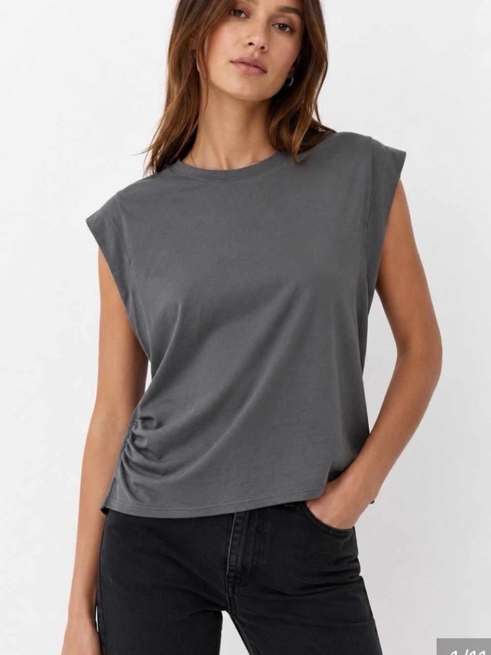 rag & bone Charcoal Gray Sleeveless Muscle Tee Mia cropped tank $138